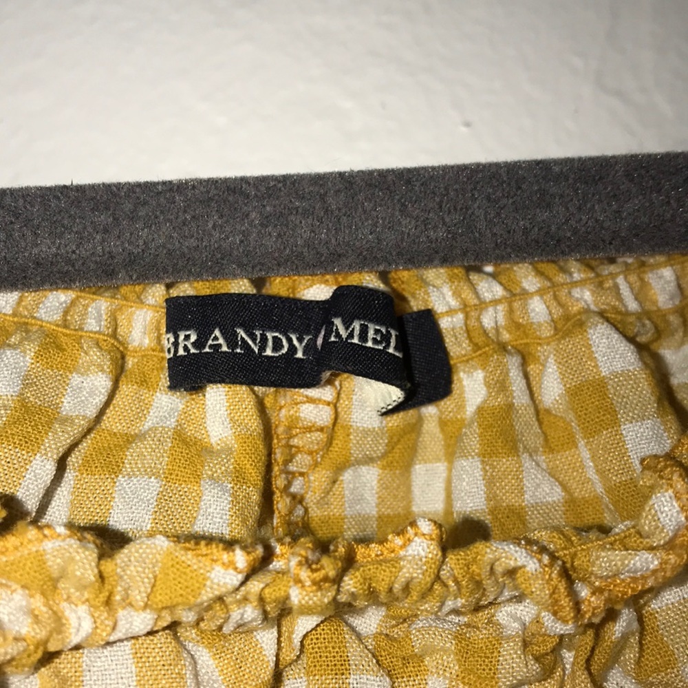 yellow gingham print off the shoulder top - Picture 3 of 3